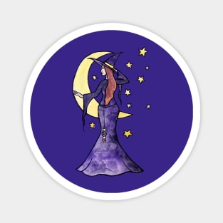 Purple Moon Witch Magnet